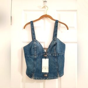 Zara TRF denim corset top NWT size medium